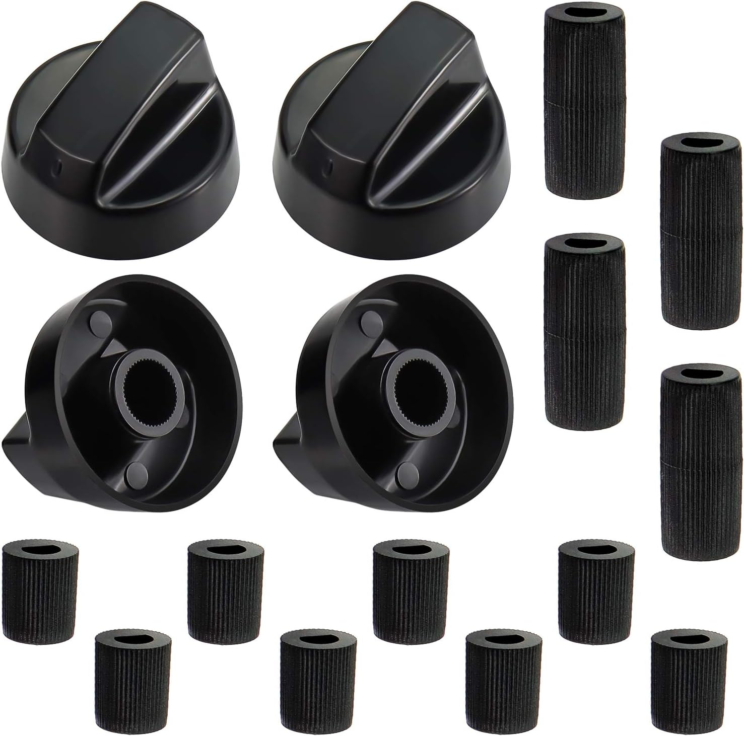 4 Pack Black Universal Control Knobs with 12 Adapters - Compatible for Oven Stove Range - Universal Stove Knobs - Wide Range of Availability