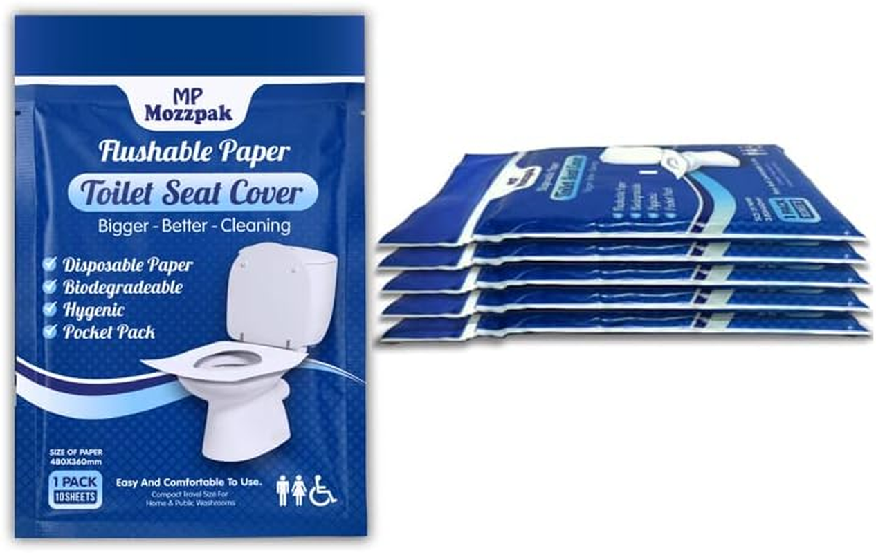 MP MOZZPAK Toilet Seat Covers Disposable (60 Pack) - XL Flushable Disposable 
