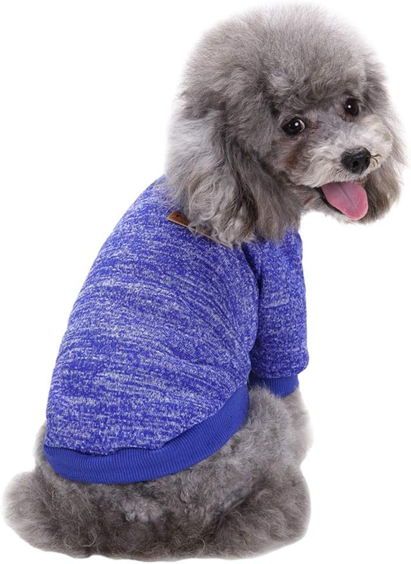 Dog Clothes Dogs Sweater Soft Puppies Clothing Winter Puppy Sweaters Warm Outfit for Dogs Small XXS XS Cat Apparel (Dark Blue, S)