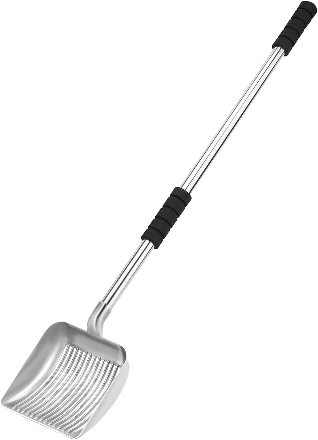 Metal Cat Litter Scoop - 32In Metal Deep Shovel - Removable Stainless Steel 
