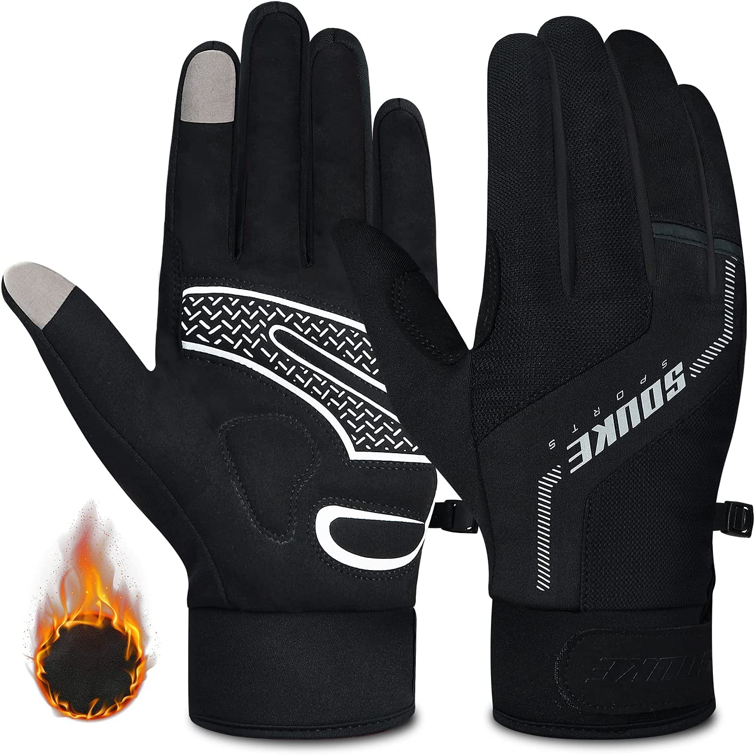 SOUKE Winter Cycling Gloves Men Women Thermal Touch Screen Padded Bike Gloves... - Picture 2 of 14