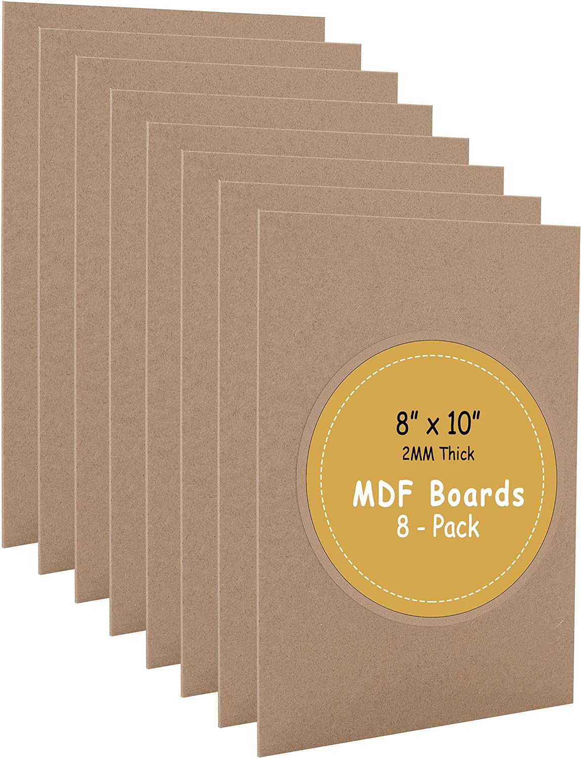 (8-Pack)  8” X 10” MDF Boards - 2Mm Thick Boards for Carpentry, Interior Design, Hobby Crafts, and More - with Smooth, Unfinished Sides and Sanded Edges