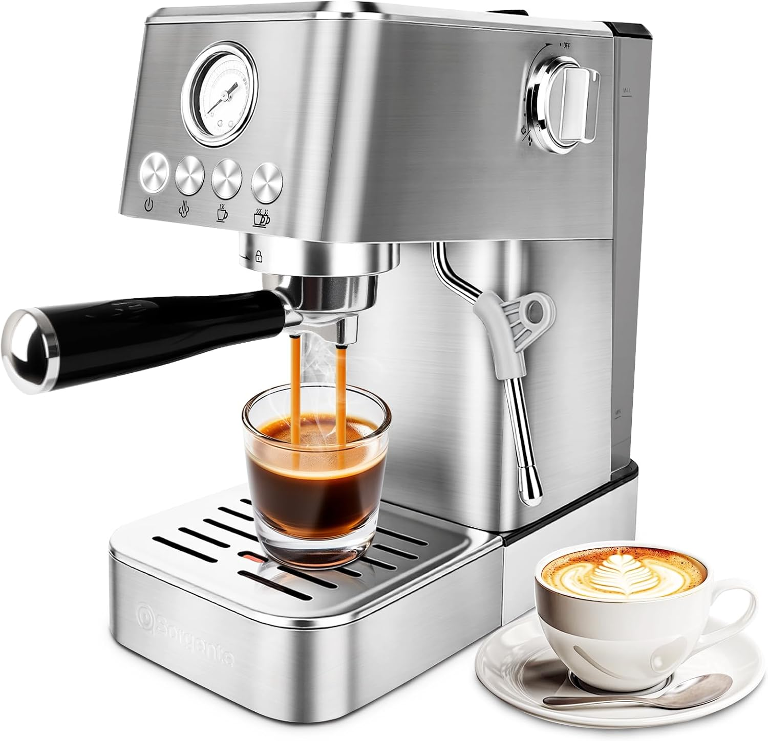 20 Bar Espresso Machine with Milk Frother, Fast Heating, Silver