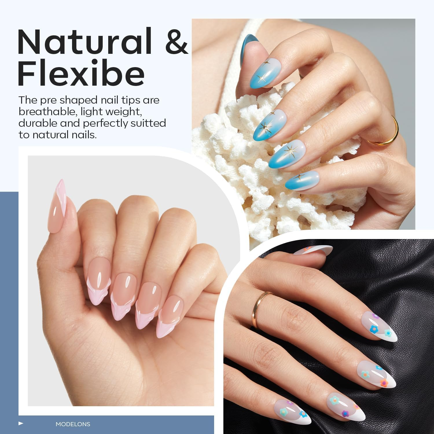 Modelones Gel X Nail Kit, Medium Almond Gel x Nail Tips, 9-in-One Nail Glue &... - Picture 5 of 17