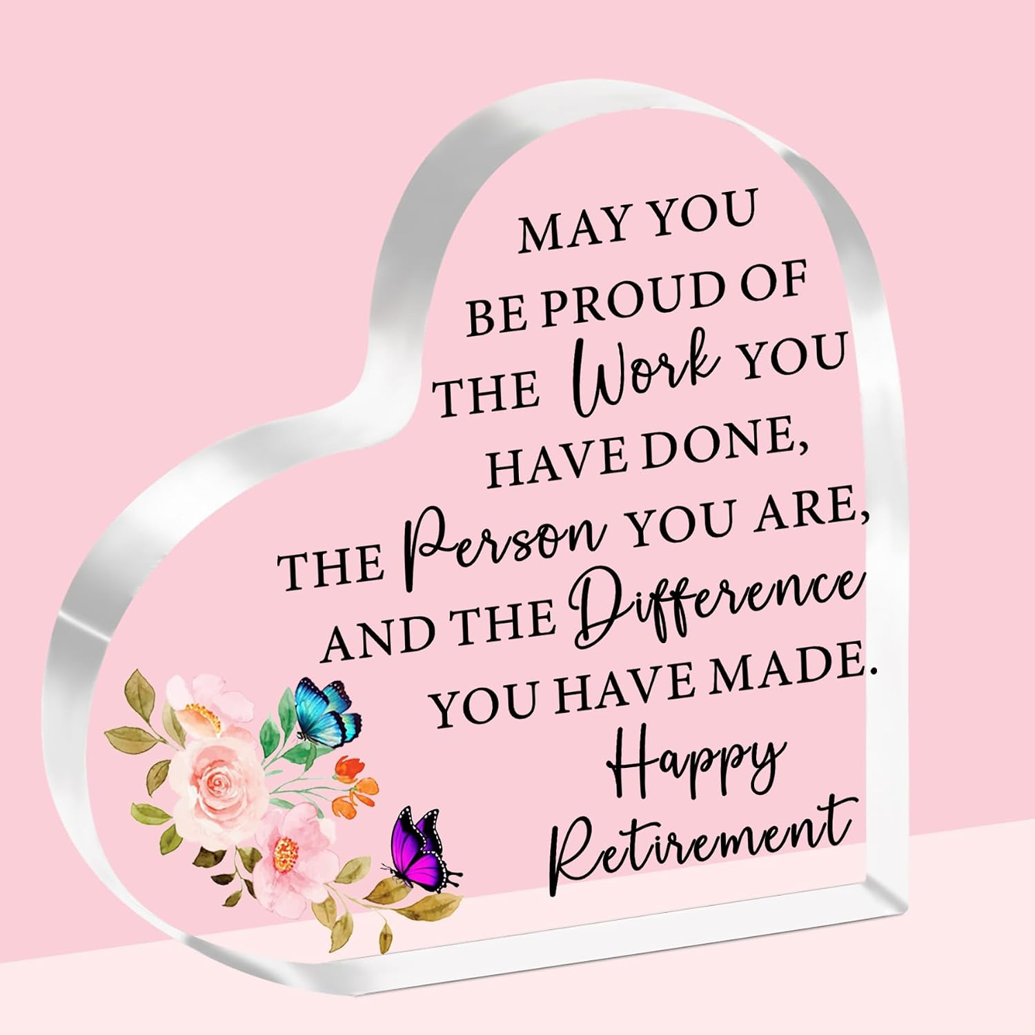 Retirement Gift - Heart-Shaped Acrylic Plaque for Women, Teachers, Colleagues, Friends, Nurses, Coworkers
