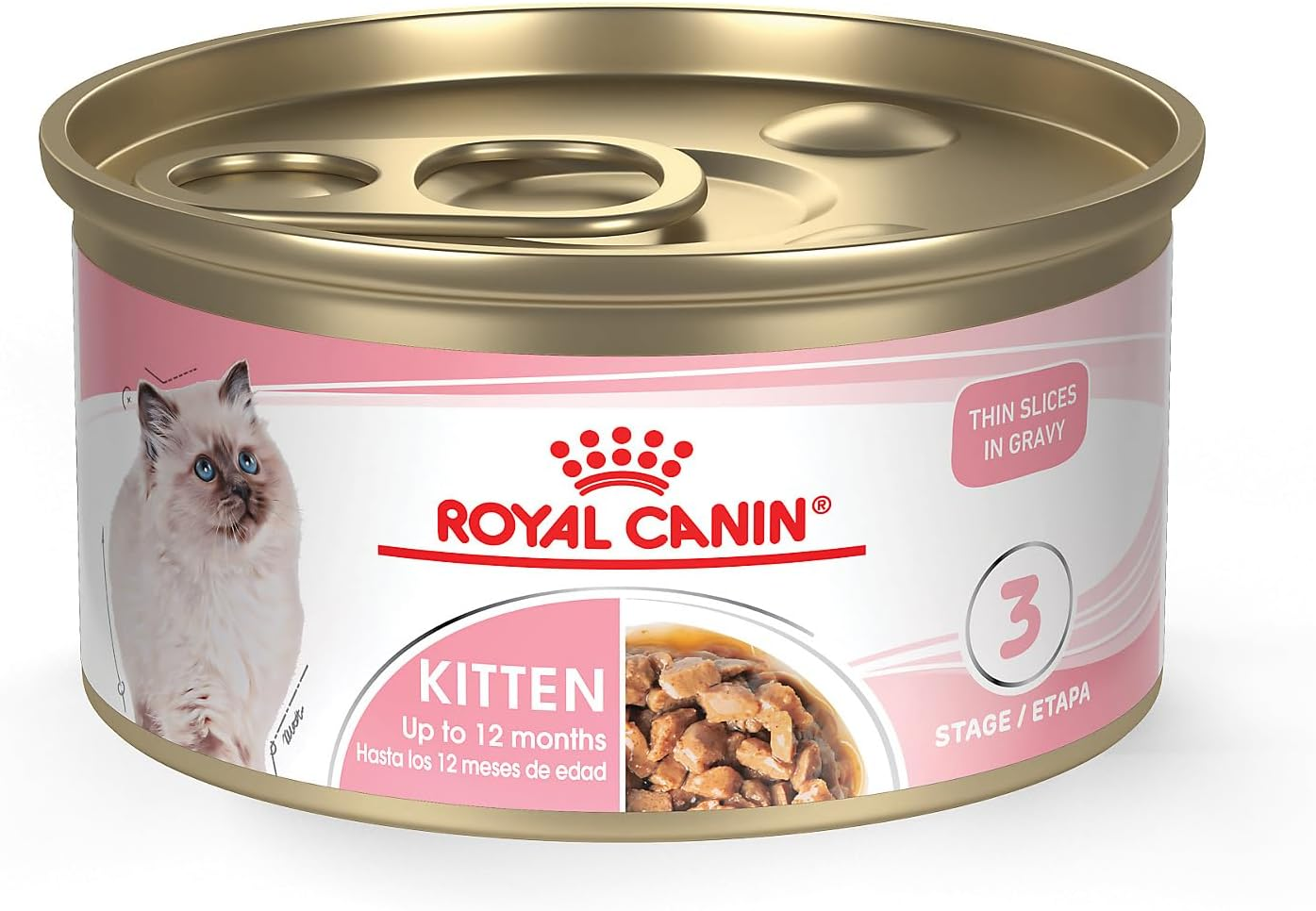 Royal Canin Feline Health Nutrition Kitten Thin Slices in Gravy Canned Cat Food, 3 Oz., Count of 24