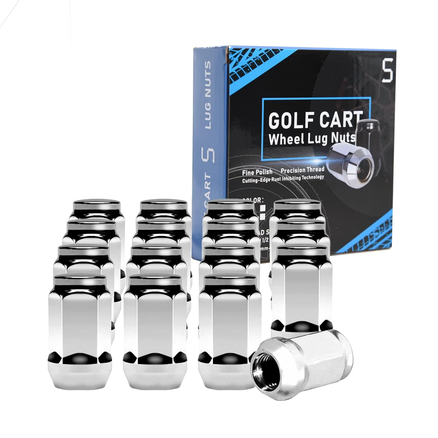 Golf Cart Wheel Lug Nuts Chrome Standard 1/2