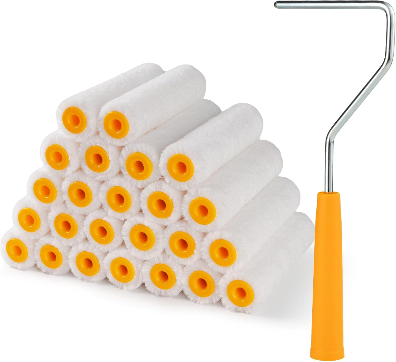 Paint Roller Covers, 24 Pieces, 4 Inch Paint Roller 6mm Nap, Microfiber Paint Rollers for Painting Walls, Cabinets, Trim, Use with All Paints and Stains