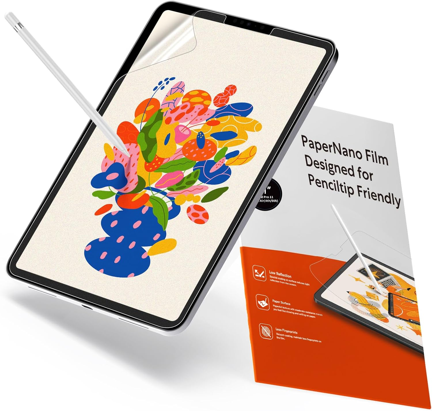 2 Pack Paperfeel Screen Protector Compatible with Ipad Pro 11 Inch (2022&2021&2020&2018) / Ipad Air 5Th&4Th (10.9 Inch, 2022&2020) Matte for Drawing, anti Glare and Easy Installation