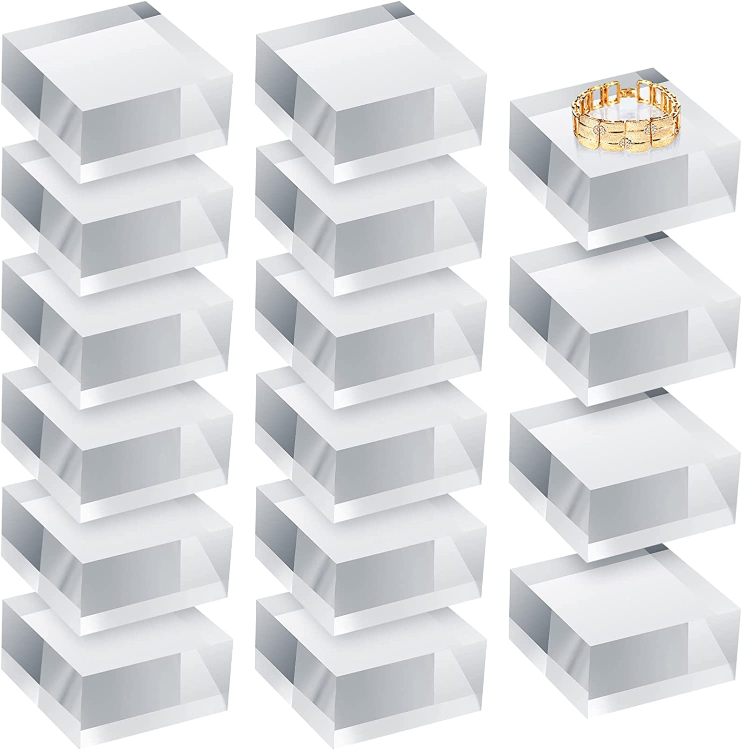 Clear Acrylic Square Display Block for Jewelry Showcase (2 x 2 x 1 Inch)