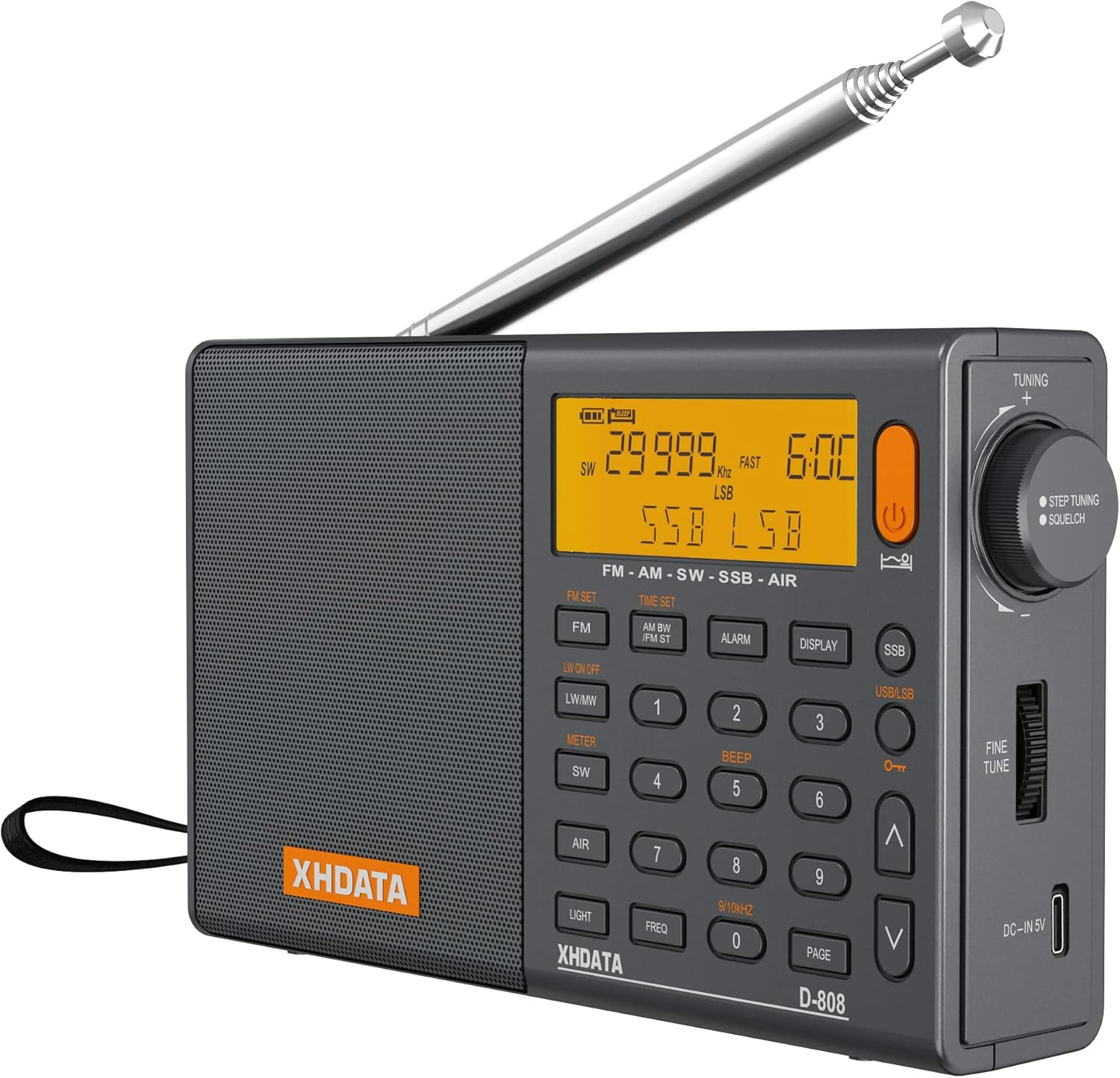 XHDATA D-808 Portable Digital Radio FM SW MW LW SSB RDS DSP Air Band Alarm Cl... - Picture 1 of 1