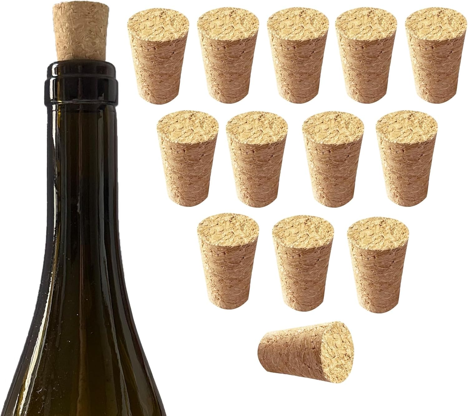 14 Pcs Cork for Bottles Stoppers Cork Plugs Soft Wood Natural Tapered Corks Wooden Replacement Corks for Bar,Restaurant,Wine and Beer Making Craft,Jars and Bottles, DIY Crafts,Leakproof