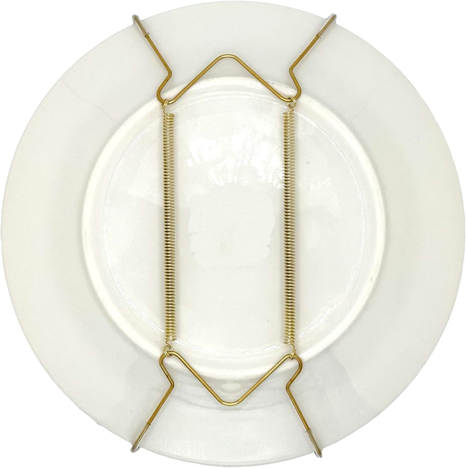 Plate Hanger for Wall and Mounting Hardware - Fits Decorative Plates and Platters - Heavy Duty Polished Brass - Non Scratch Hooks - Includes Wall Mount Kit (5