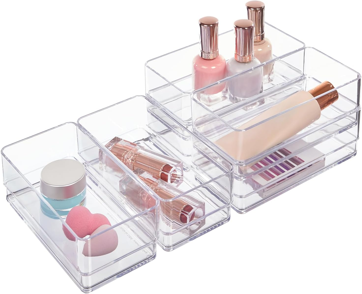 Simplesort 6-Piece Stackable Clear Drawer Organizer Set | 6