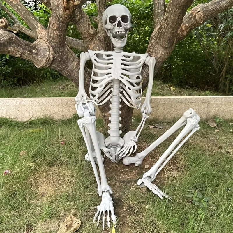 90CM Poseable Human Skeleton – Hanging Halloween Prop for Haunted House & Garden Décor