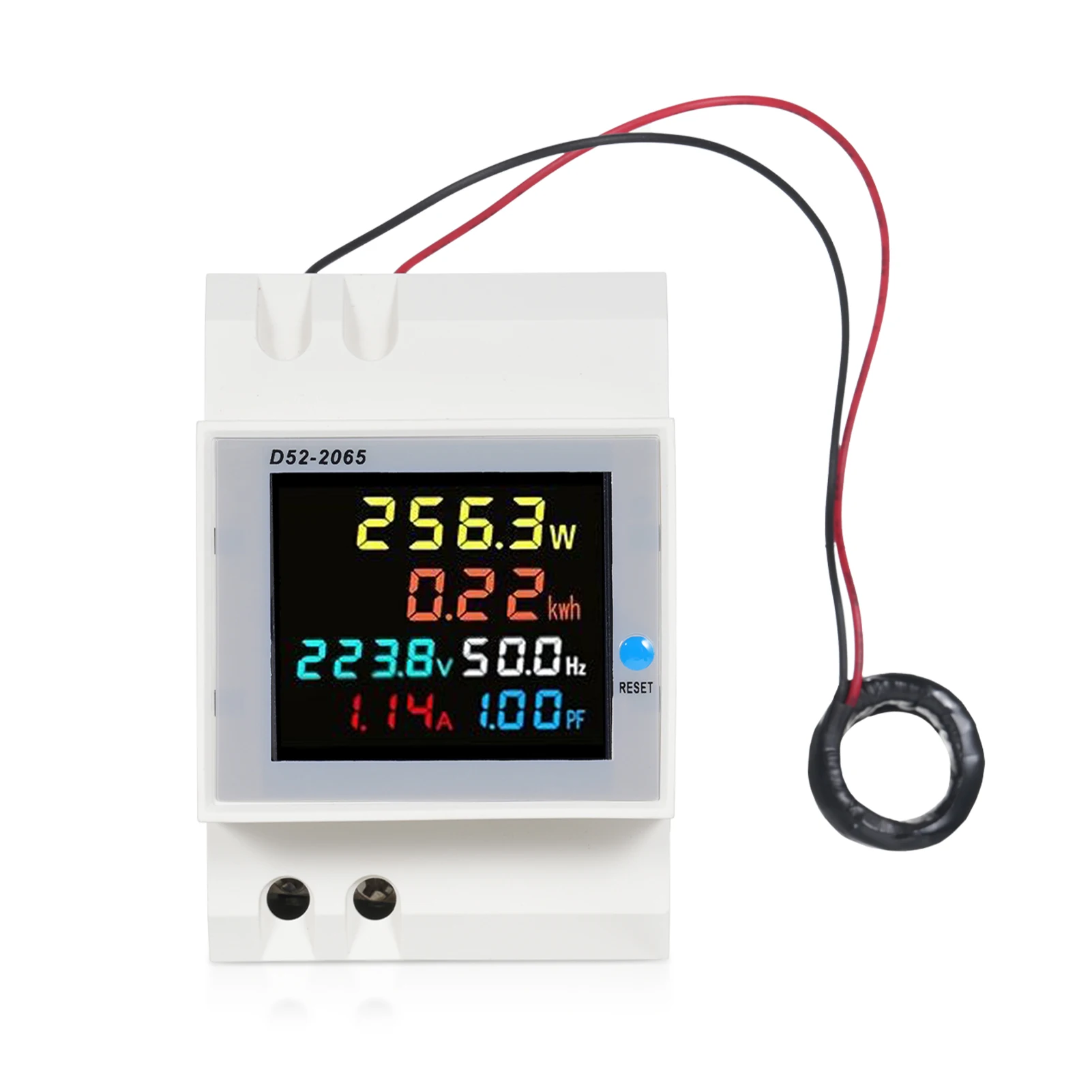 6 in 1 Digital Single Phase Energy Meter Tester Din Rail AC Monitor Voltage Current Power Factor Active KWH 100A Electricity