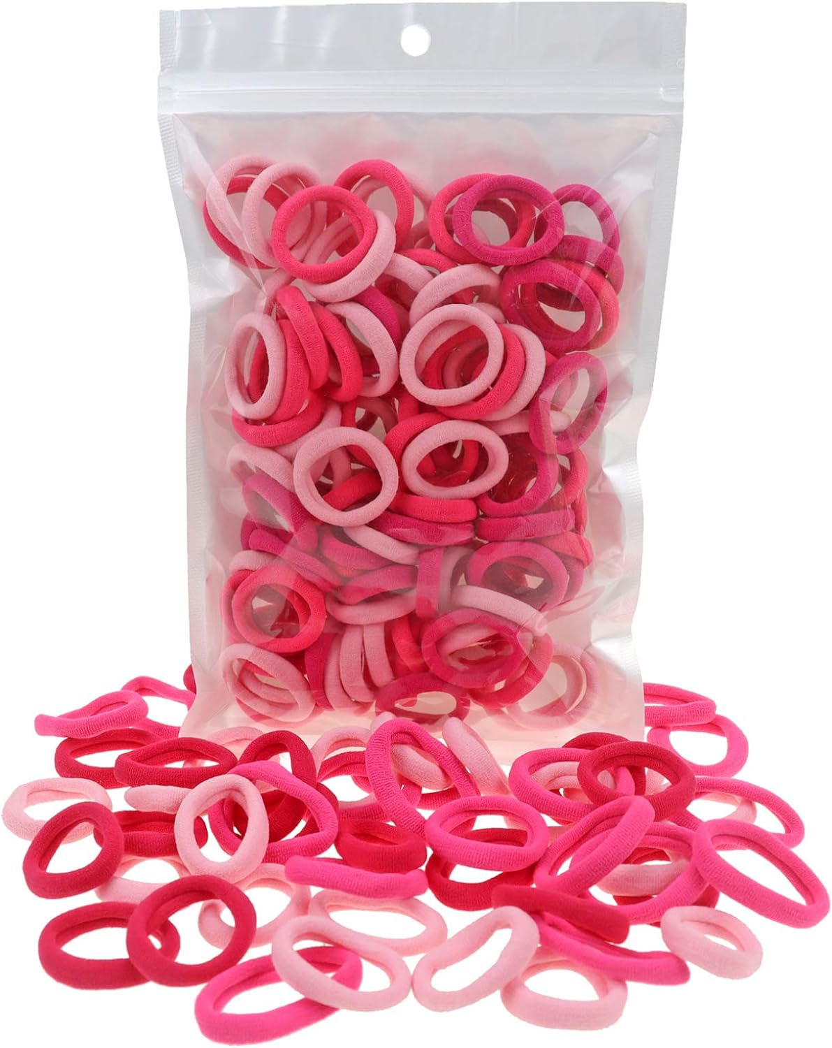 100 Pack Pink Color Nylon Elastics Hair Bands for Baby Girls' Small Hair Ropes - Picture 2 of 16