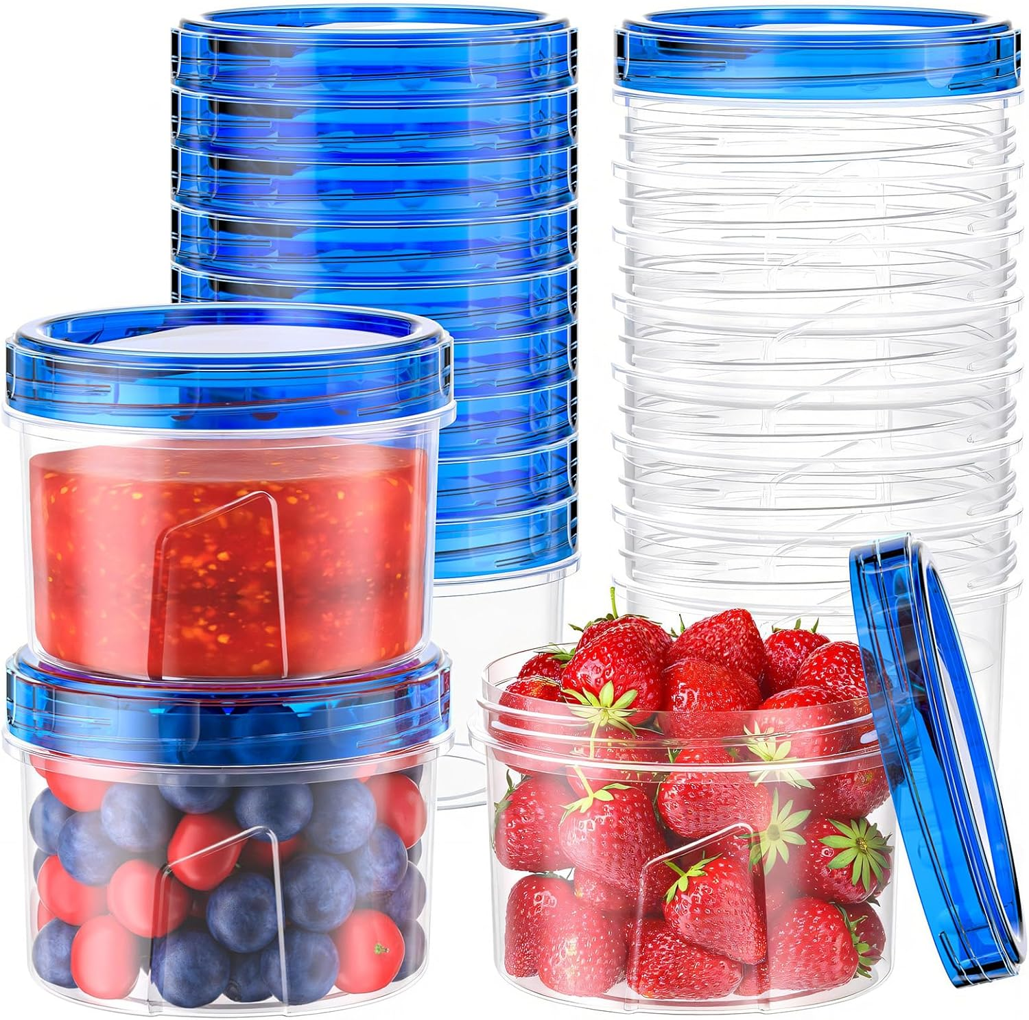 12 Pack-16 OZ Freezer Storage Containers, Small Plastic Containers with Twist Top Lids, BPA Free Food Storage Containers, Reusable Soup Container Microwave/Dishwasher Safe