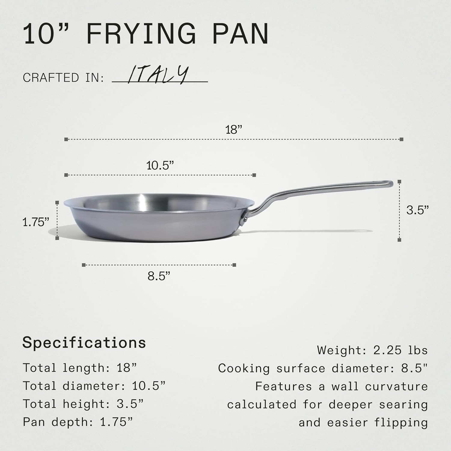 Made in Cookware - 10-Inch Stainless Steel Frying Pan - 5 Ply Stainless Clad ... - Picture 6 of 11