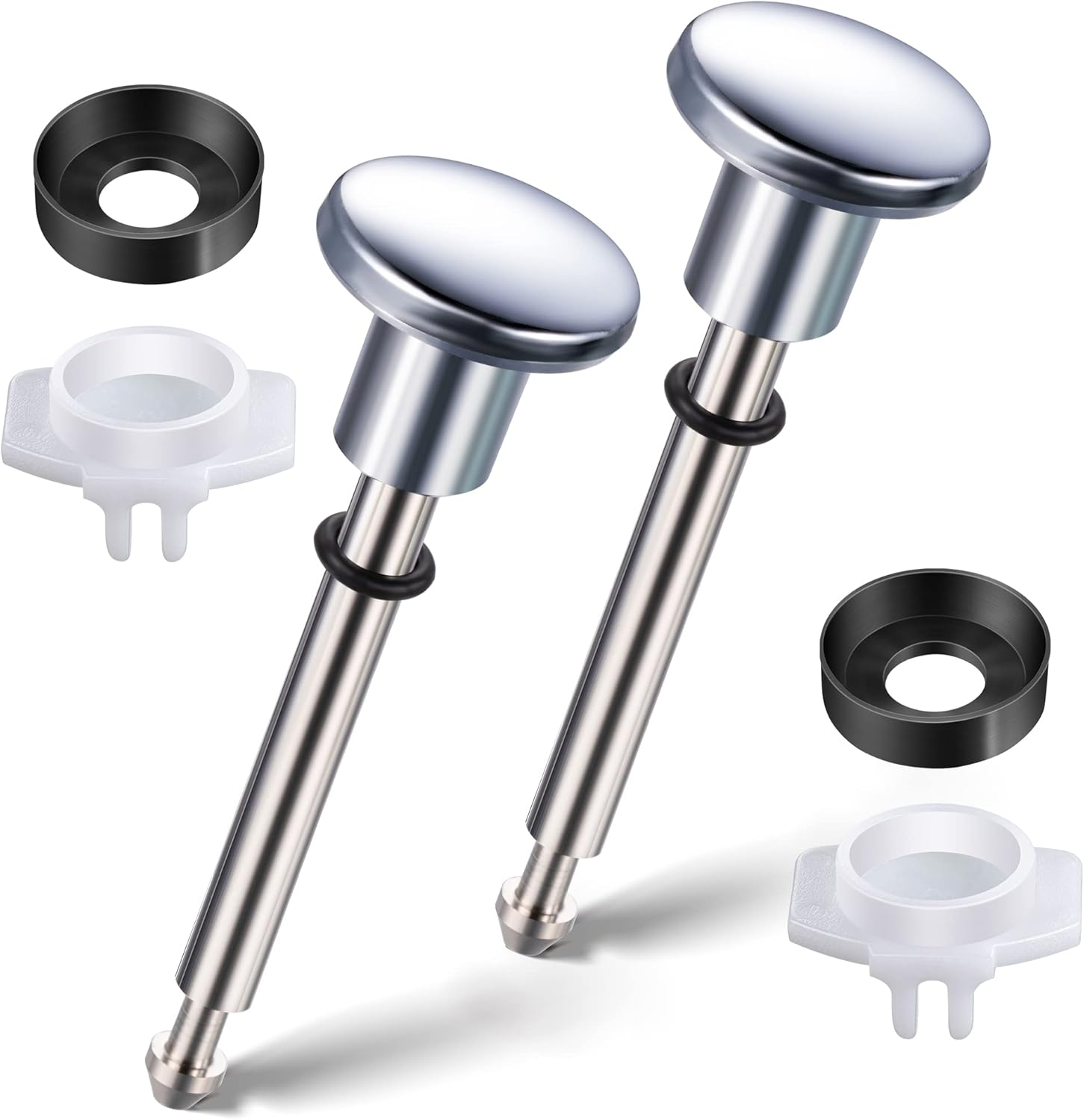 Enhon 2 Set Tub Spout Diverter Repair Kit, Includes 2 X Diverter Valve Stems, 2 X Cup Seals and 2 X Gates, Bathroom Shower Bathtub Leaky Faucet Repair Replacement Parts (Chrome,Classic)