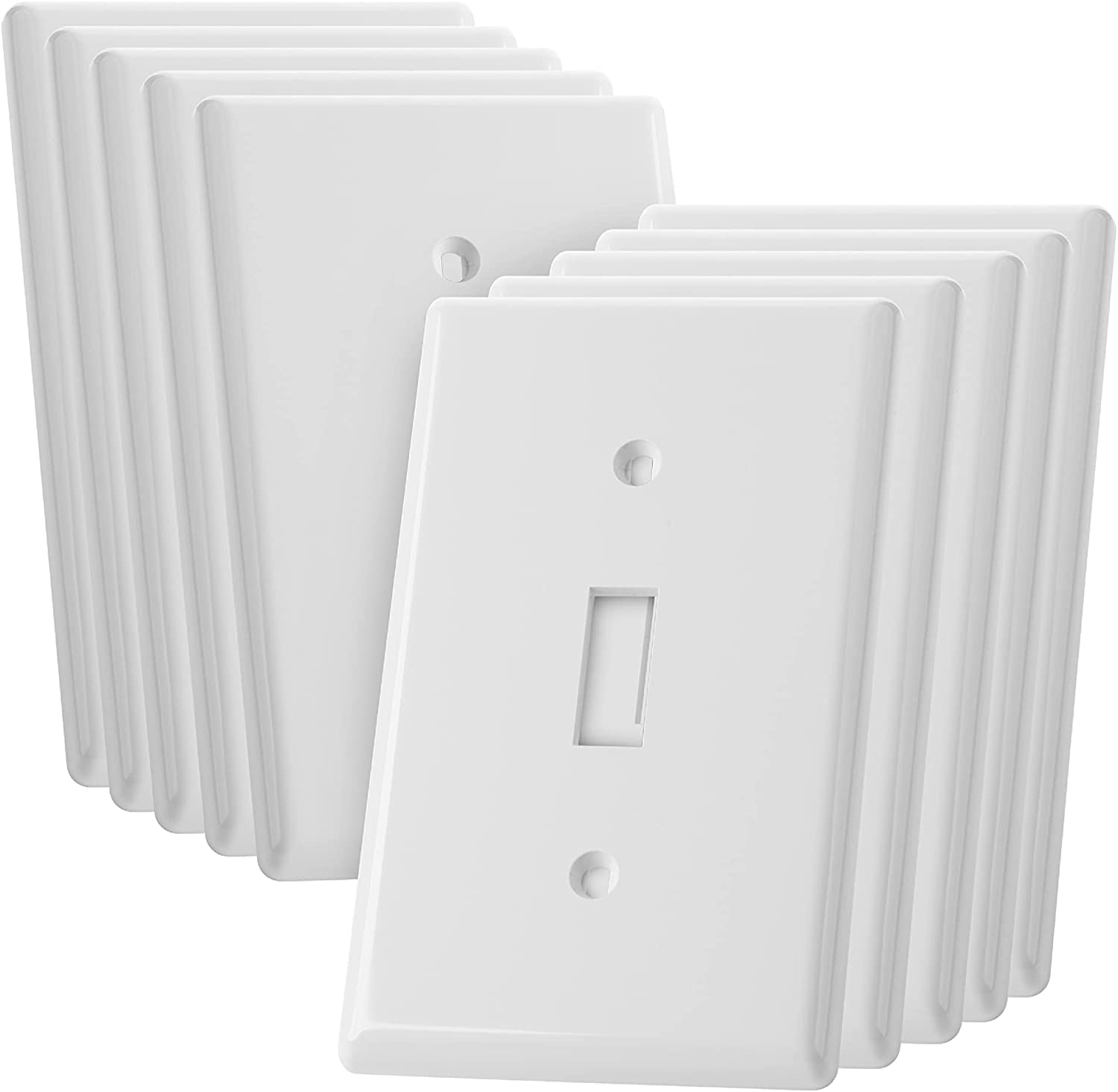 Pack of 10 White Single Light Switch Covers - Durable Light Switch Plate Covers for Home Décor