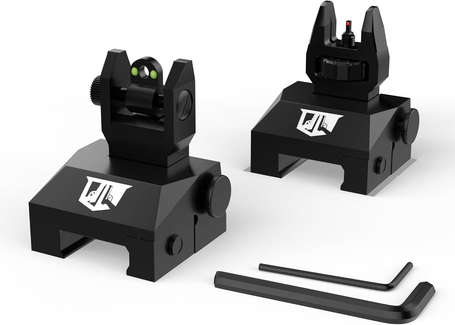 OZARK ARMAMENT Flip up Iron Sights - BUIS Flip up Sights Rail Mounted - Front and Rear Sight Set