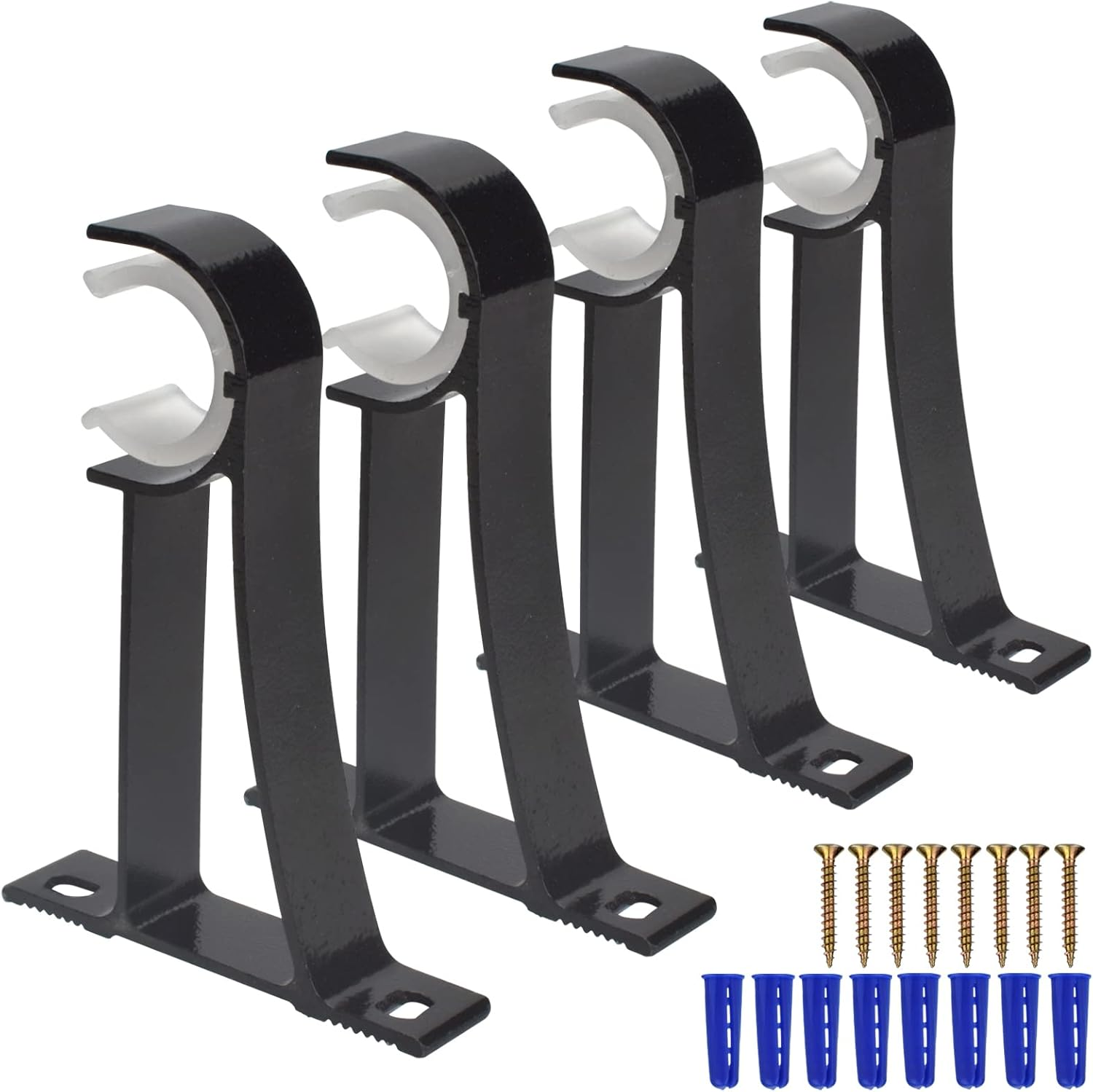4 Pieces Curtain Rod Hooks Heavy Duty Curtain Rod Bracket Rod Support Hanger