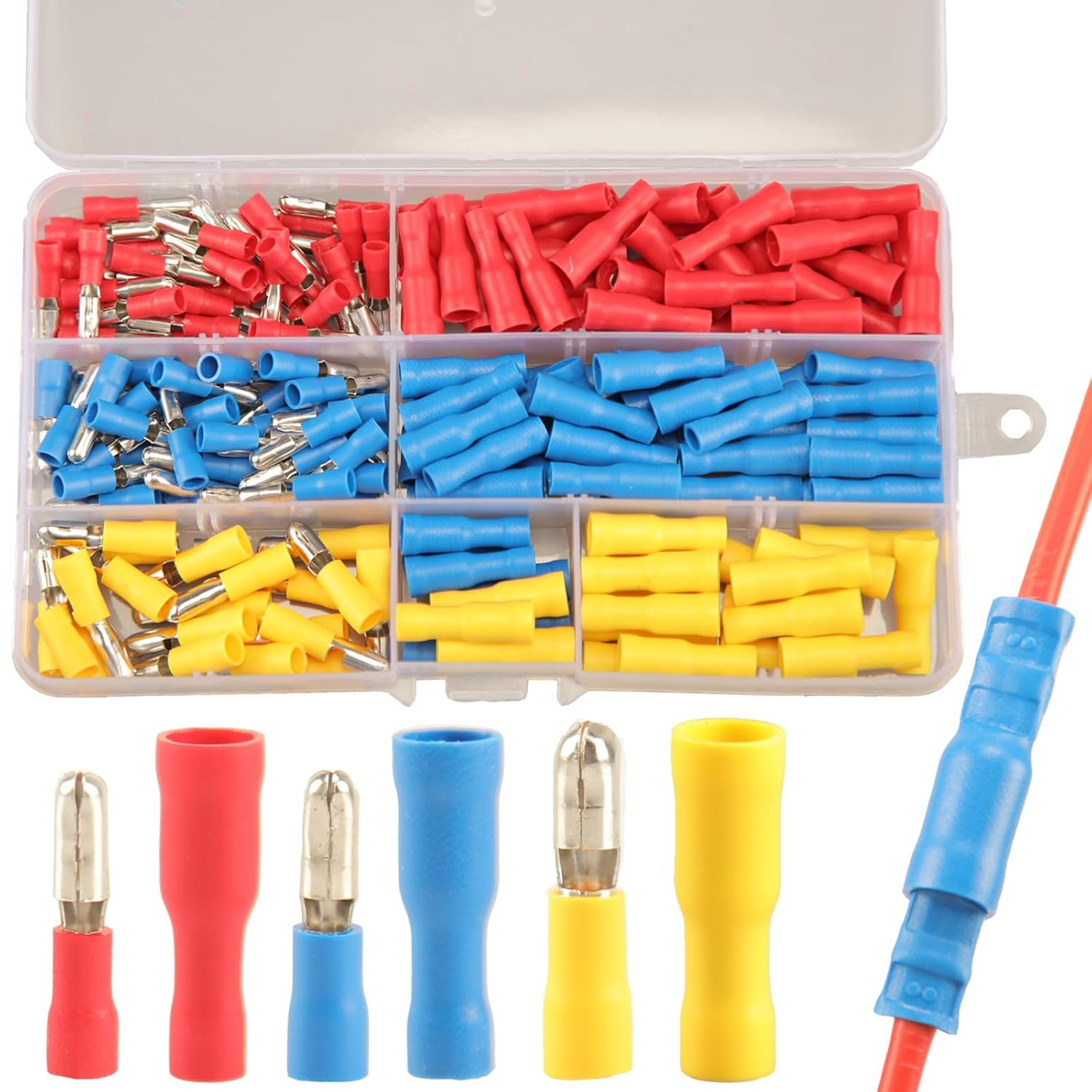 200pcs Bullet Connectors Male and Female, Bullet Terminals Wire Connectors Crimp Terminal Automotive Electrical Connectors Motorcycle Connector Butt Insulated Waterproof Electrical Connectors