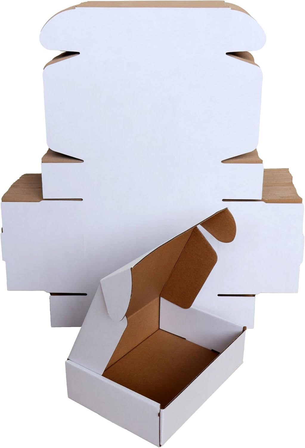 7X5X2 50Pcs Small Shipping Brown Corrugated Cardboard Mailer Boxes for Packaging Small Business Craft Gifts Giving Products Storage Boxes(White)