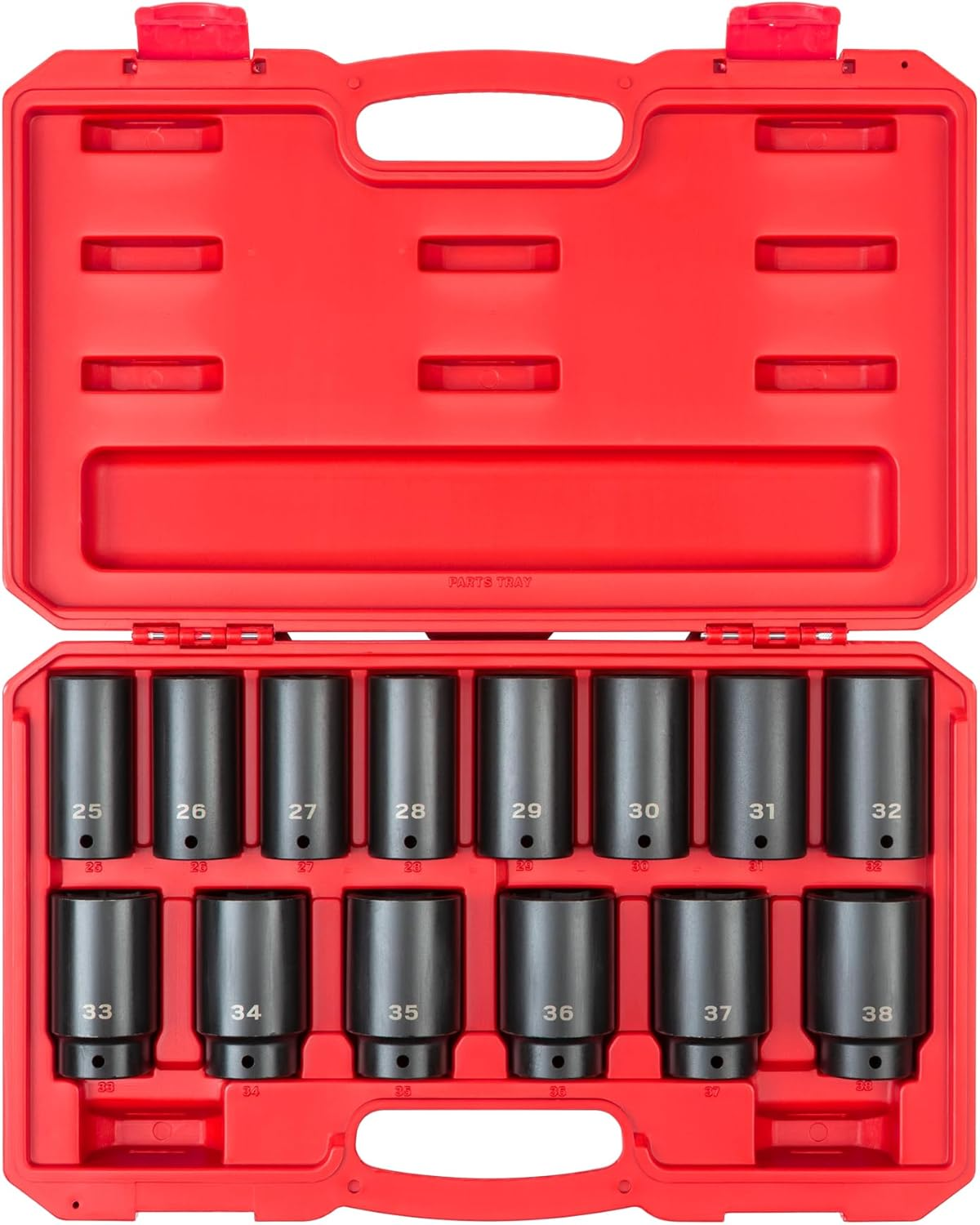1/2 Inch Drive Deep 6-Point Impact Socket Set with Case, 14-Piece (25-38 Mm) | SID92333
