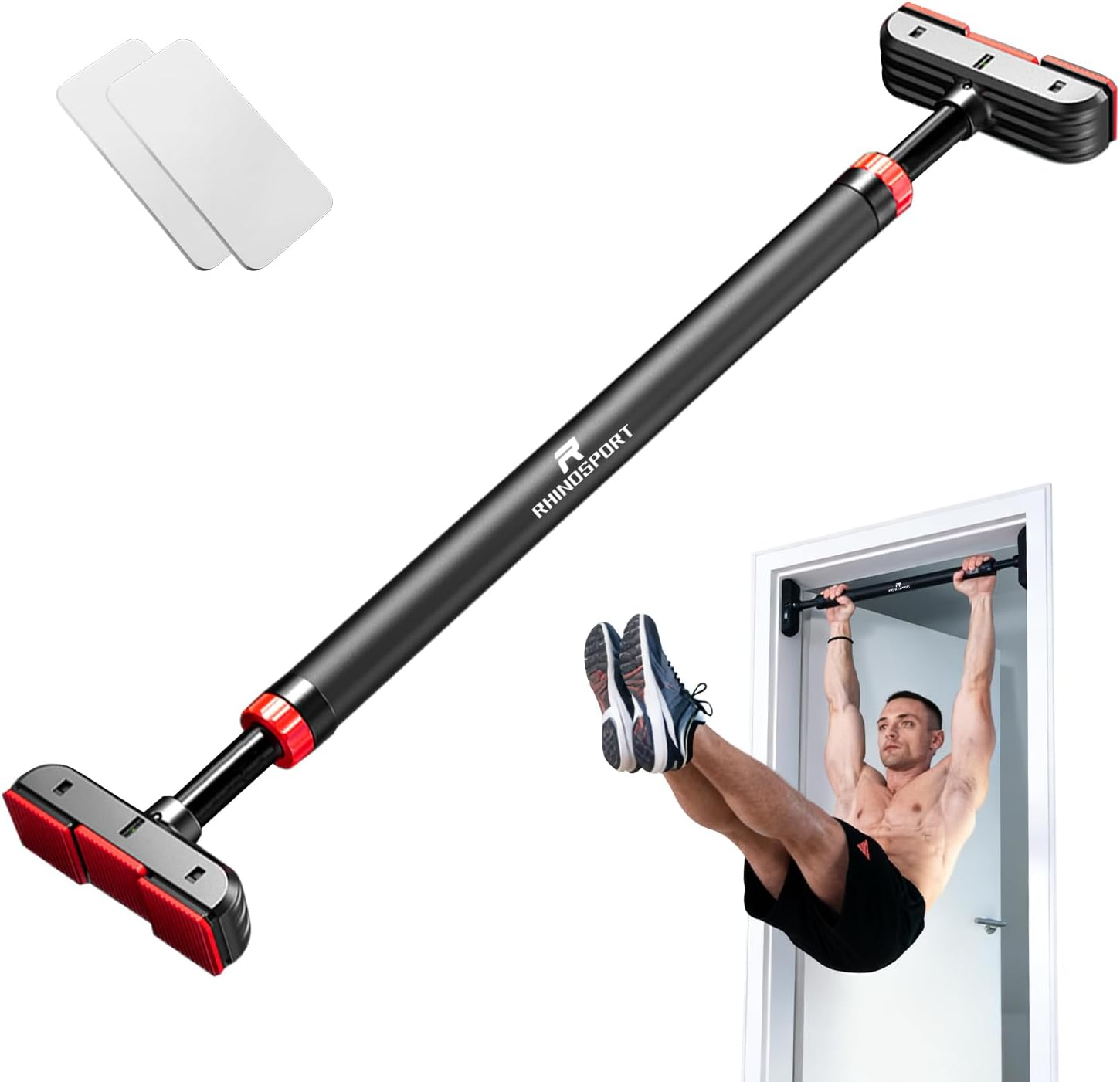 Door Pull up Bar Doorway No-Screw from 69-92 Cm (27.1In-36.2In) Workout Equipment for Home Gym Upper Body Workout Non-Slip 2X EXTRA Foam Padding for Ultimate Door Frame Protection