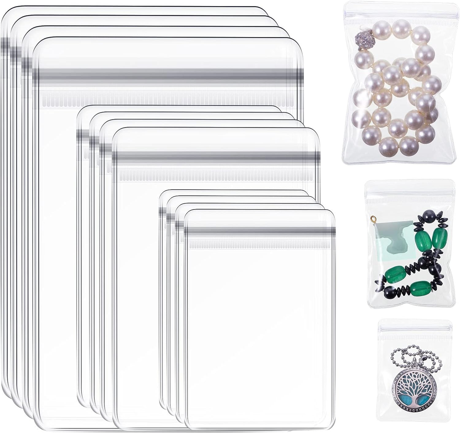 120 Pcs anti Tarnish Jewelry Bags for Organizer and Storage Clear PVC Jewelry Bag Mini Plastic Pouch Transparent Rings Earrings Packing Small Zipper Lock Pouch for Travel, 3 Sizes (Clear)