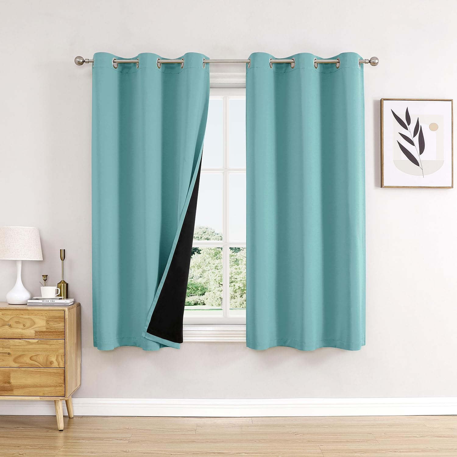 Cortinas 100% opacas de 63 pulgadas de largo para dormitorio