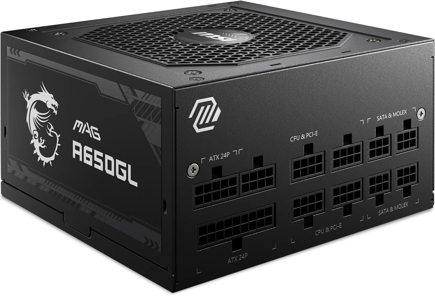 MSI MAG A650GL Power Supply Unit, 650W, 80 plus Gold, Multiple Generations GPU Support, Fully Modular,120Mm FDB Fan, Black Flat Cables, 7 Year Warranty