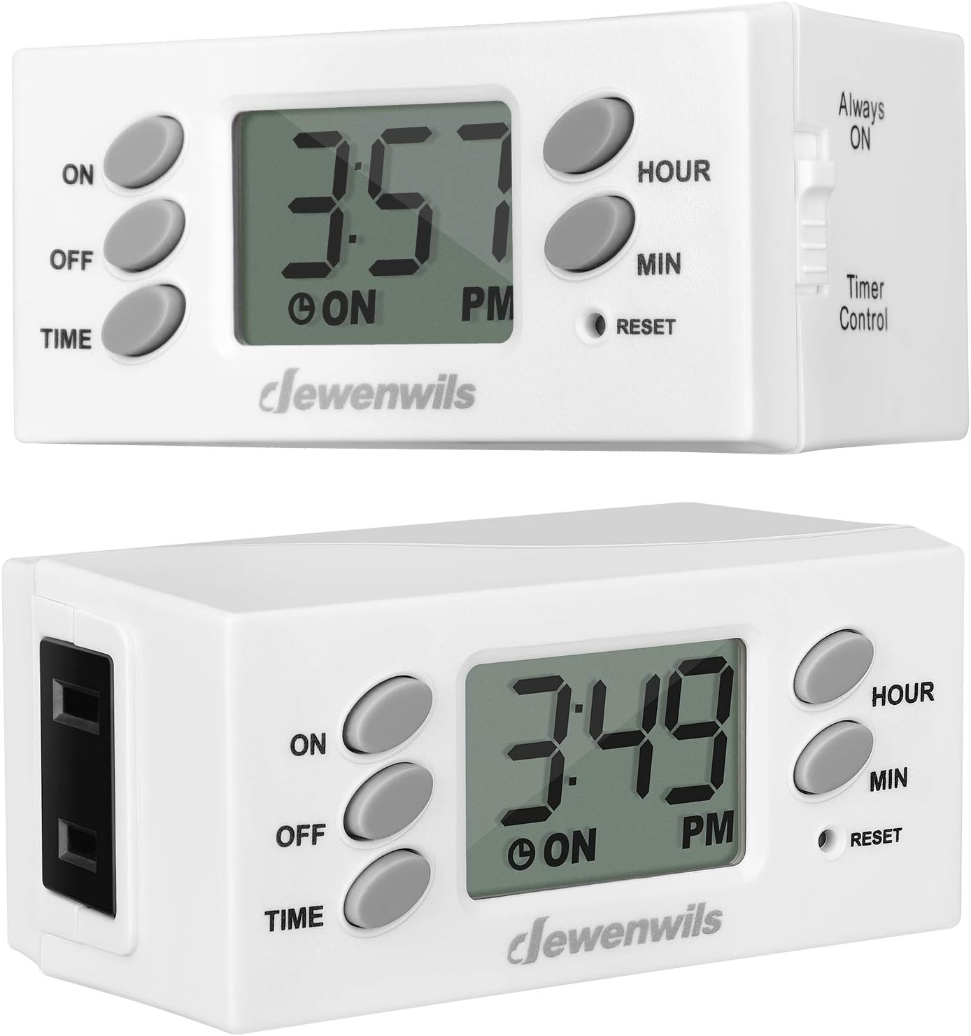 Indoor Plug in Outlet Timer, Digital Programmable Plug in Lamp Timer Switch with 1 Polarized Outlet, Space Saving Bar Timer for Christmas Light, Aquarium, 1/2 HP CUL Listed, Pack of 2