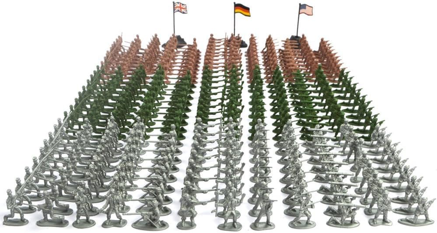 RAINBOW TOYFROG Army Men Action Figure Set - 300 Pcs Toy Soldiers Military Playset - Classic Army Men Action Figures for Kids - Durable Army Toys for Imaginative Play Ww2 Action Figures