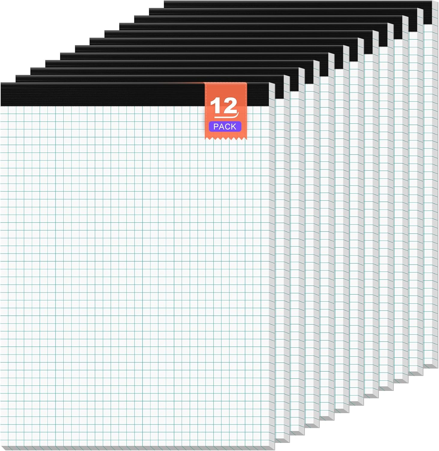 Graph Paper Pad 8.5 X 11 Grid Paper 4X4 Graphing Paper, 12 Pack Grid Paper Pad 30 Sheets per Notepad Graph Ruled Math Paper, Perforated Square Paper Pad 8.5'' X 11'' for Math/ Design/ Plan/ Sketching