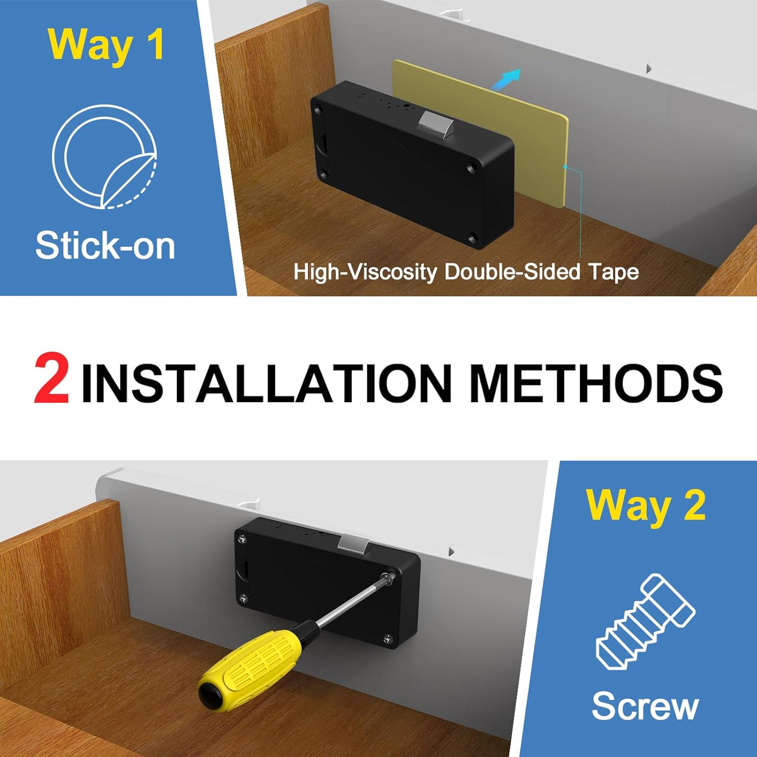 Drawer Lock RFID Card NFC Hidden Cabinet Lock for Kitchen Pantry Furniture eL... - Picture 9 of 14