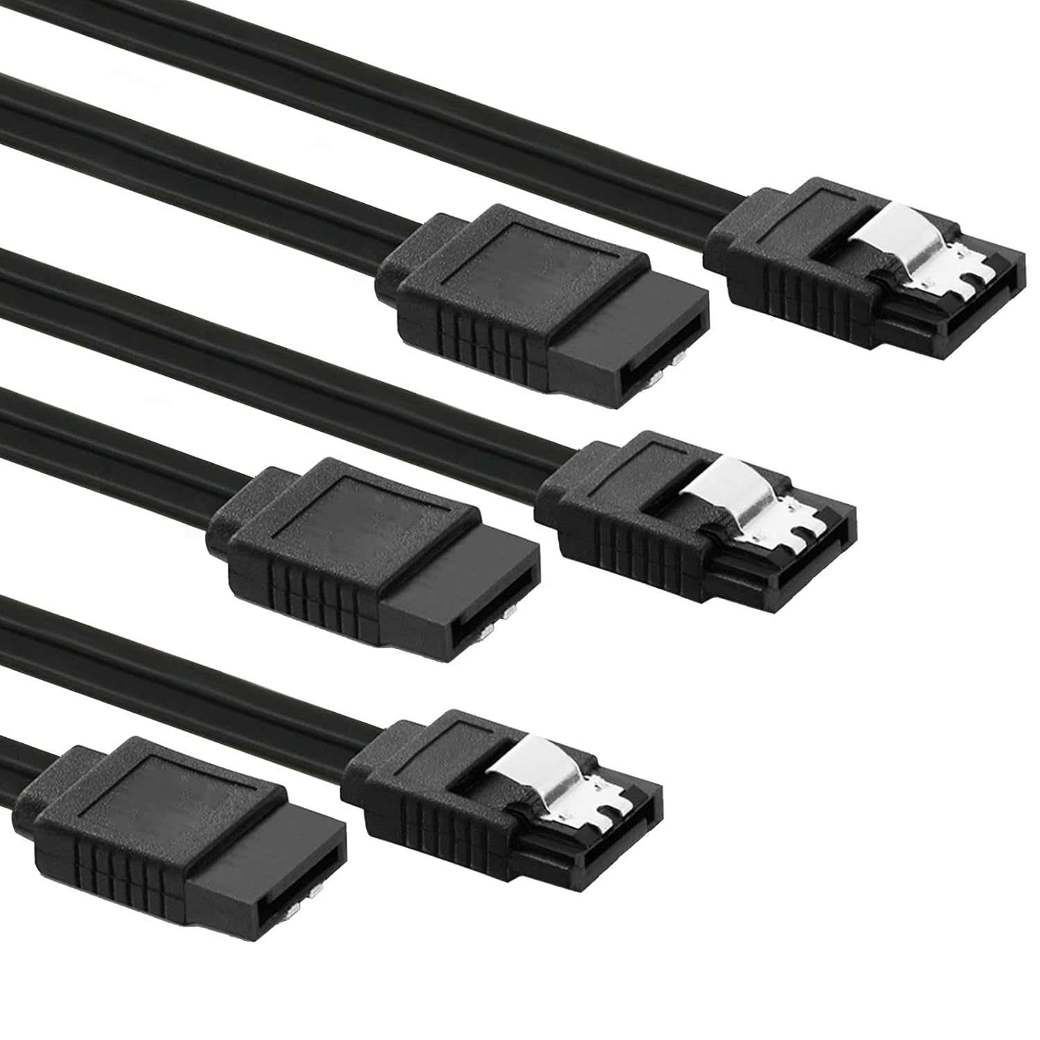 3 Pack SATA III 6Gbps Data Cable 15.5 Inch for SSD HDD CD Drive Black