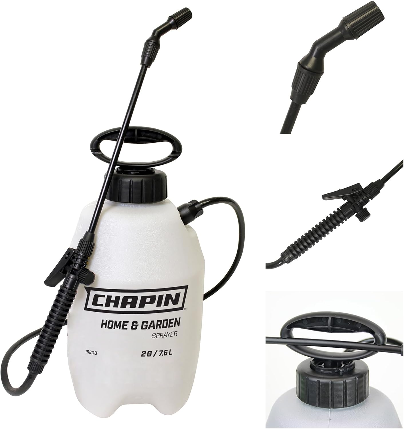 Chapin 16200 Pump Sprayer, 2-Gallon, Lawn & Garden Translucent Poly Tank, Adjustable Cone Nozzle, Ergonomic Handle & In-Tank Filter for Herbicides, Pesticides & Fertilizers