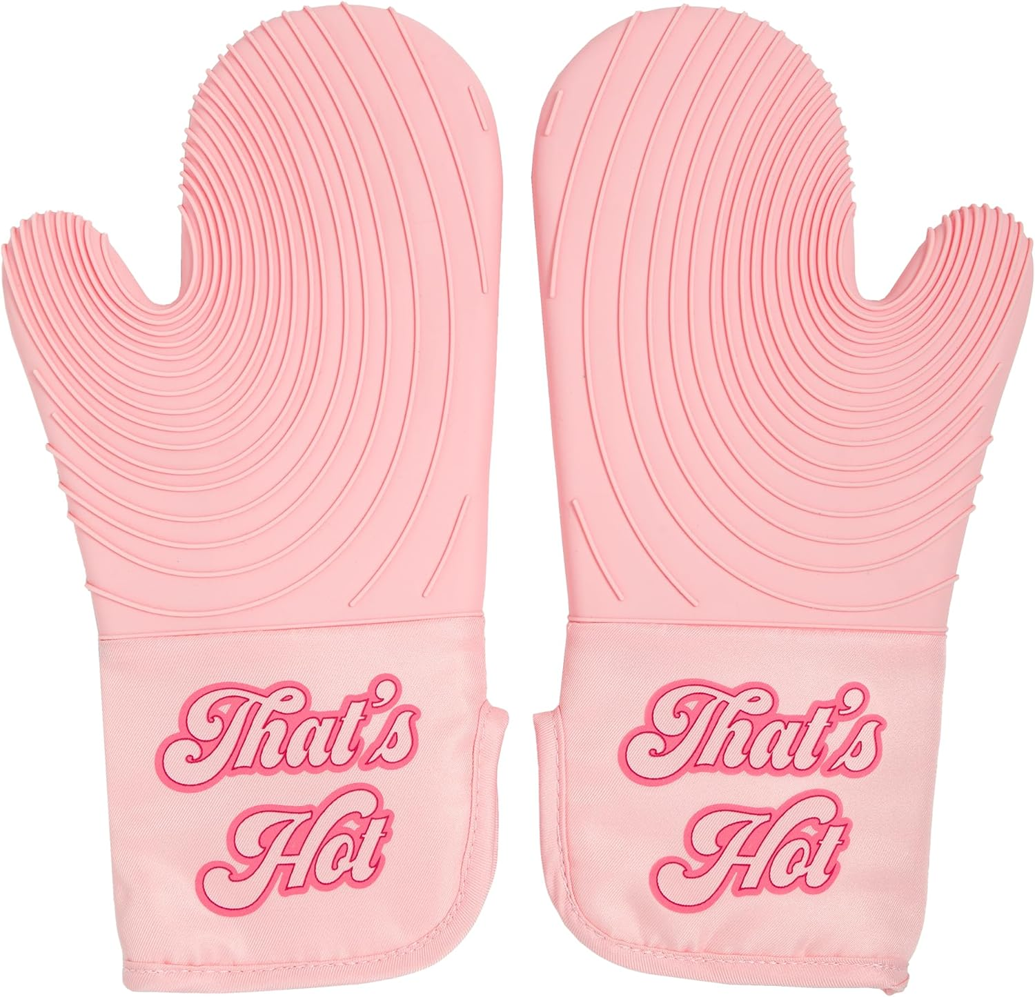 Paris Hilton Oven Mitt Set with Iconic That'S HOT Design, Heat Resistant Pot Holders Featuring Non-Slip Textured Silicone Grips, 2-Piece Set, Pink