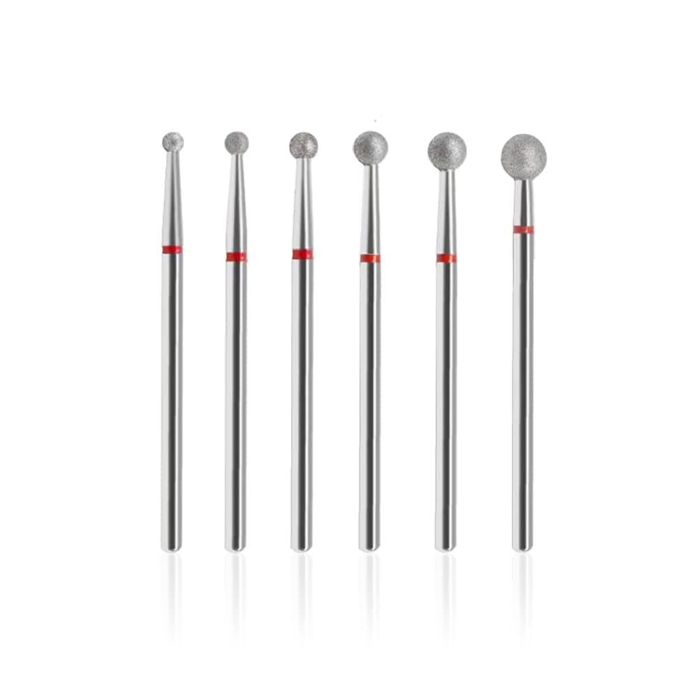 SQULIGT 6Pcs Nail Drill Bits, Ball Head 3/32'' Cuticle Clean Nail Bit for Electric Nail File Machine, Suitable for Acrylic Manicure Pedicure Cuticle Gel Polishing, Nail Salon Supply