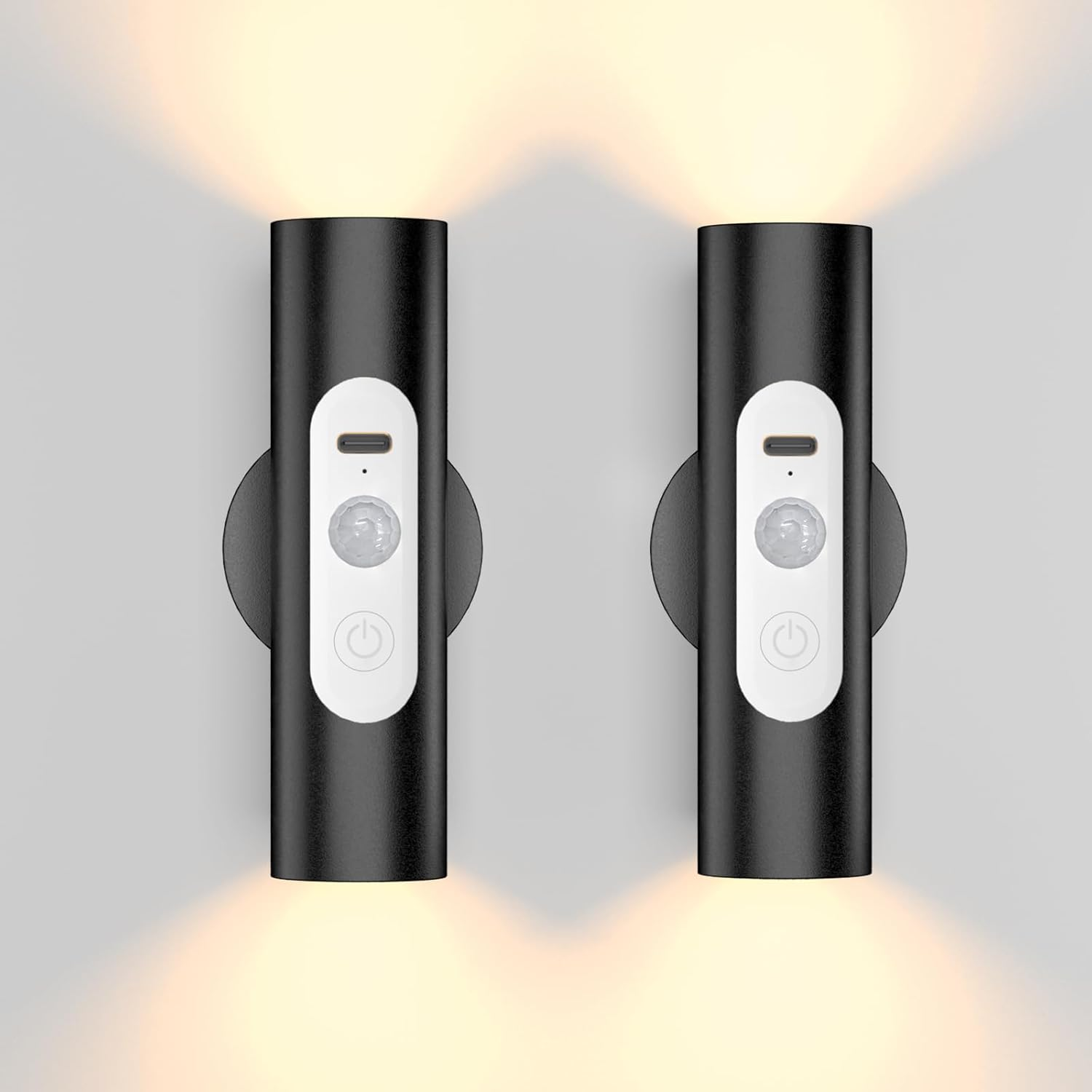Motion Sensor Wall Lights Indoor, 2-Pack Rechargeable Wireless Wall Sconces with Remote Control, Magnetic Stick on LED Wall Lamp for Bedroom, Hallway, Stair, 3 Color Modes & Dimmable