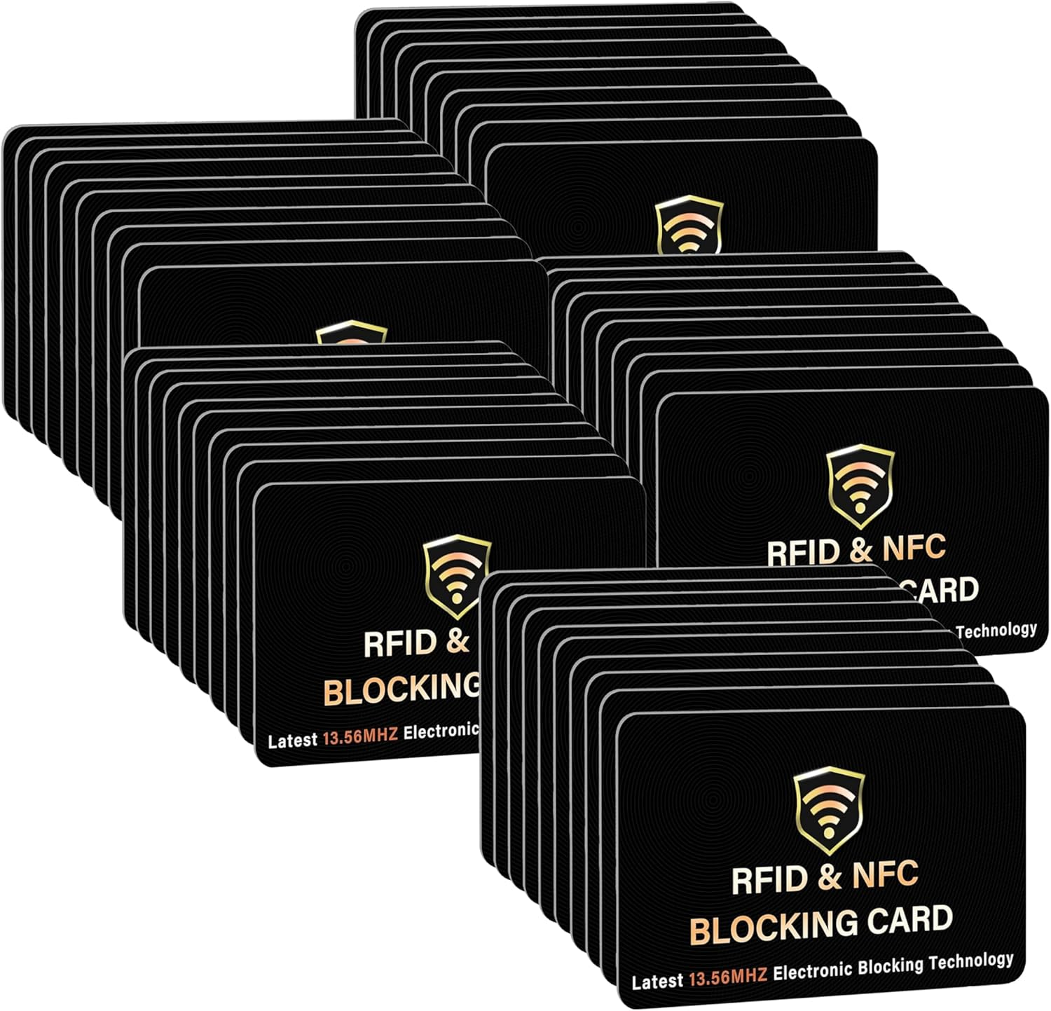50 Pack RFID Blocking Card, One Card Protects Entire Wallet Purse, NFC Contactless Bank Debit Credit Card Protector ID ATM Guard Card Blocker–(Black)