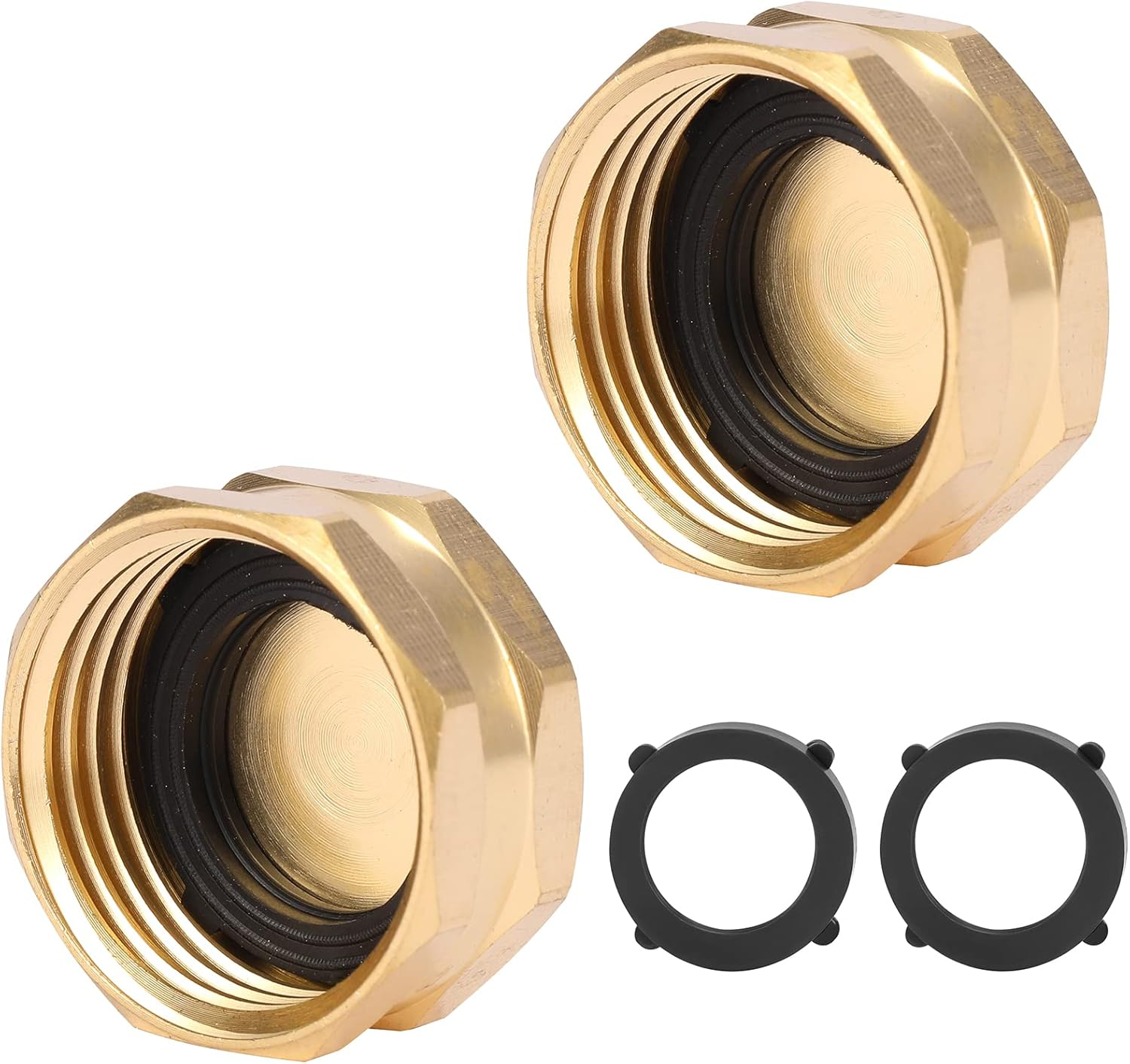 2 Pack Garden Hose End Caps with Washers, Brass Spigot Cap, 3/4