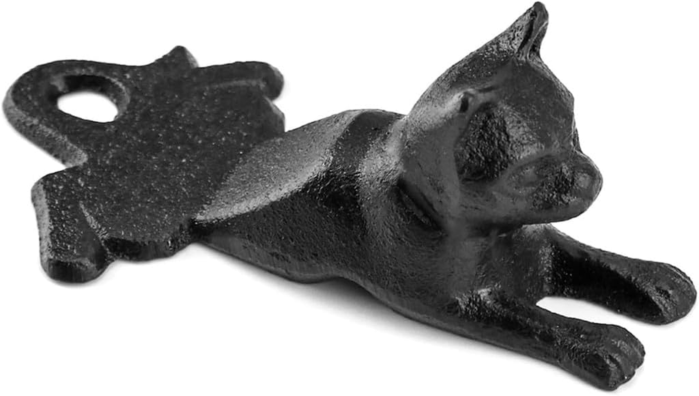 Vintage Cast Iron Door Stopper, Decorative Black Anti-Rust Cat Scratching Door Stop Wedge, Heavy Duty Animal Exterior Doors Holder for Bedroom, Bathroom Decor