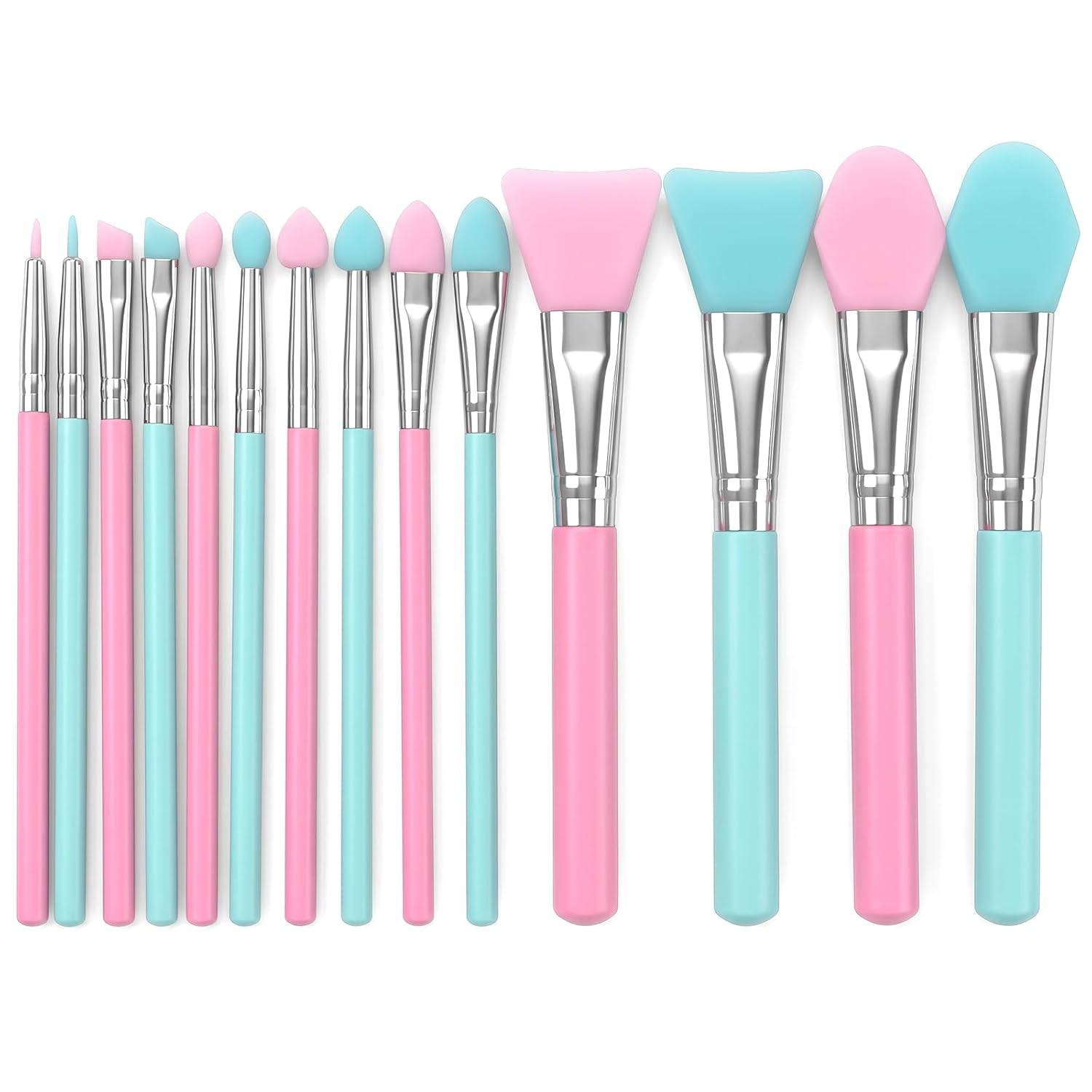 14 Pcs Silicone Brush Applicator Kit Resin Makeup Brushes Art Craft Green Pink