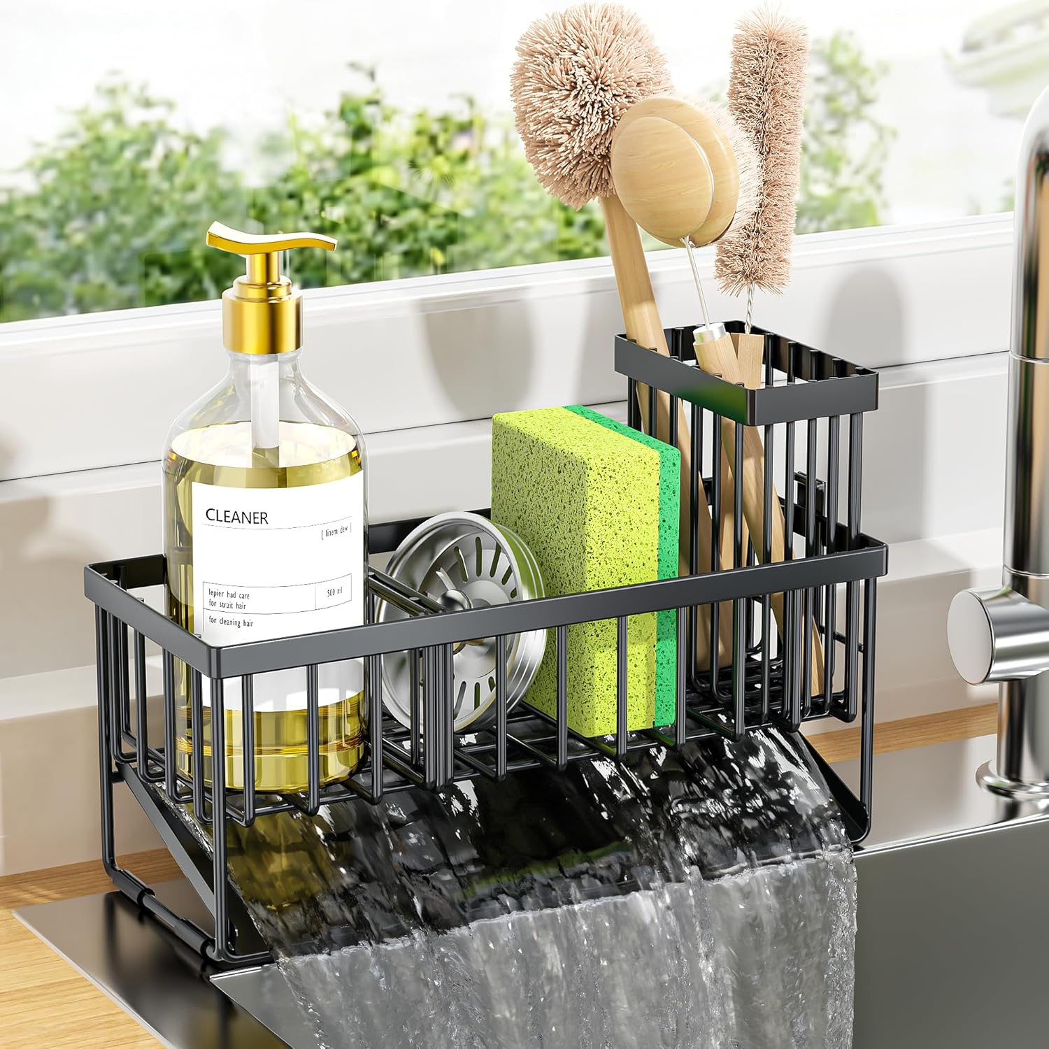 Sink Caddy Sponge Holder Drain Tray Stainless Steel Kitchen Organizer Rustproof