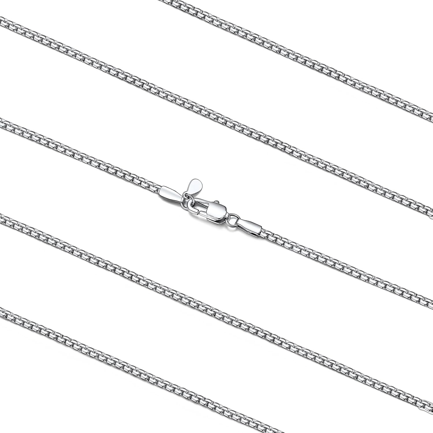 Mens Black/Silver/Gold Stainless Steel Flat Box Link Chain Necklace, Stylish 2/4/6/8Mm Width Box Chains Necklaces for Men Non Tarnish Hip Hop Chain Jewelry Gifts,14