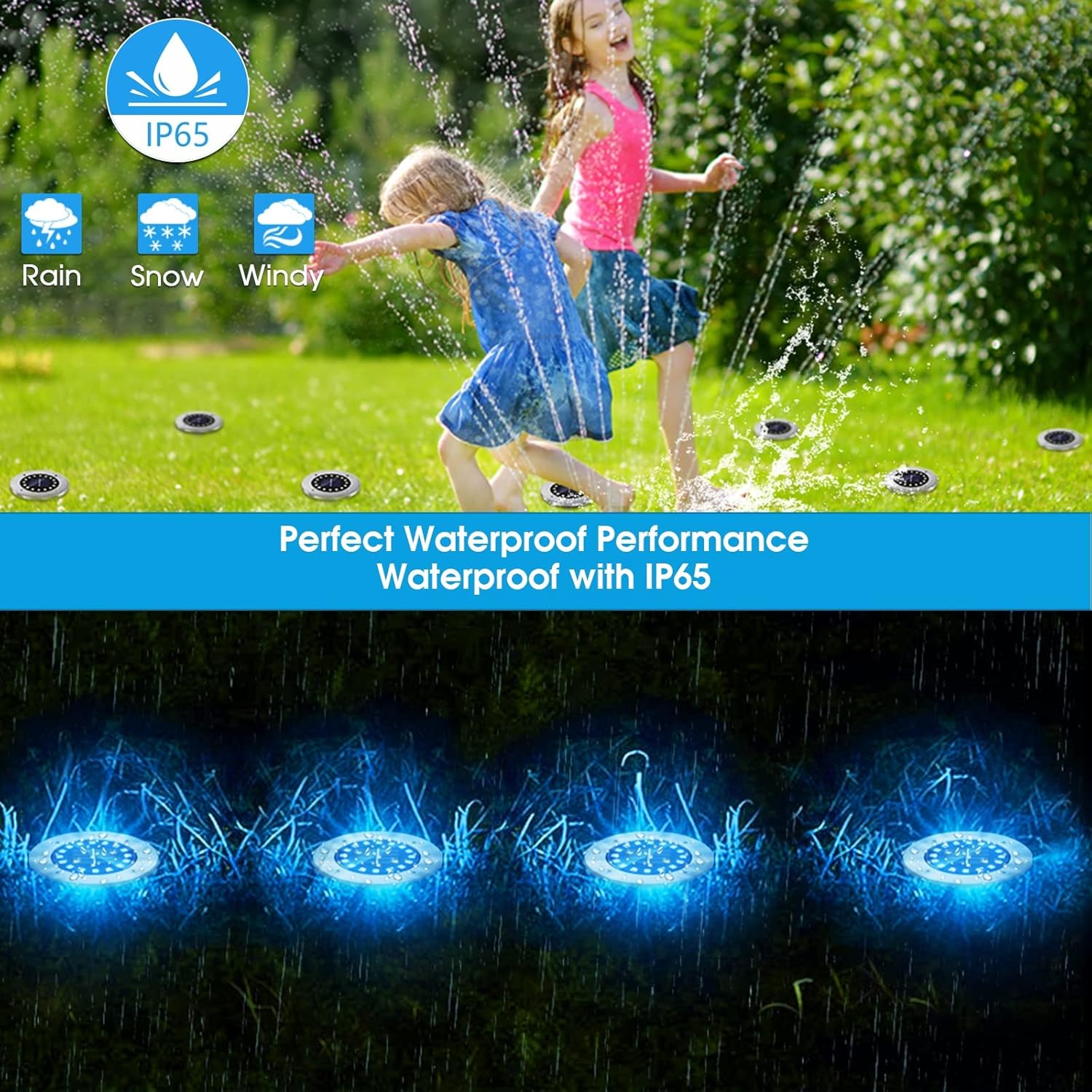 NFESOLAR Solar Outdoor Lights with 16 LEDs, Blue Color Bright Solar Ground Li... - Picture 4 of 13